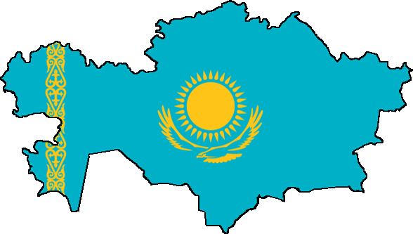 Kazakistan Bayraklı Harita - www.turkosfer.com