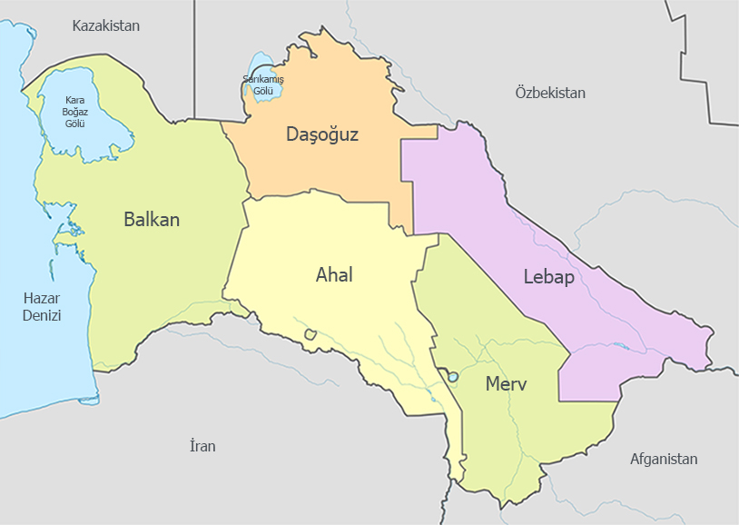 Türkmenistan İdari Haritası - www.turkosfer.com